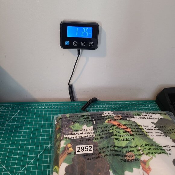 Flan Labs Printed Denim Jacket Men M Green Grapes Button Up NEW Art to Wear $495 - Picture 11 of 11